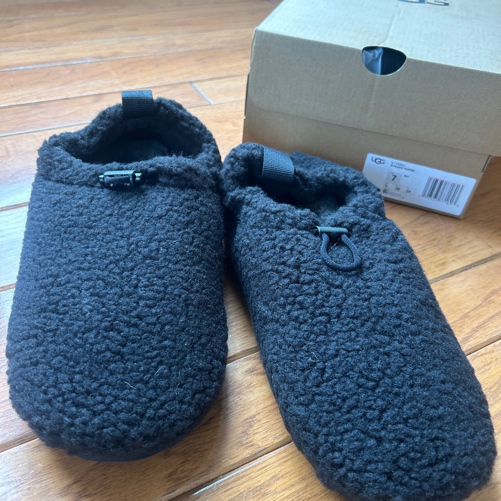 UGG Black Plushy Slippers
